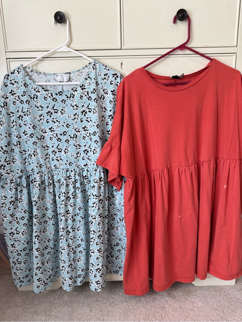 ASOS Maternity Coral Red Babydoll Mini Dress & Floral Dress